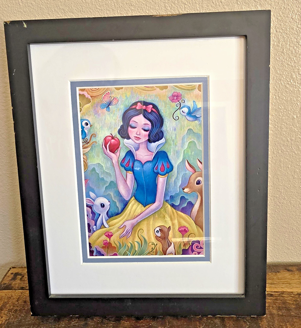 Disney WonderGround Gallery Forest Friends Framed Postcard 5x7 Snow White 11x9